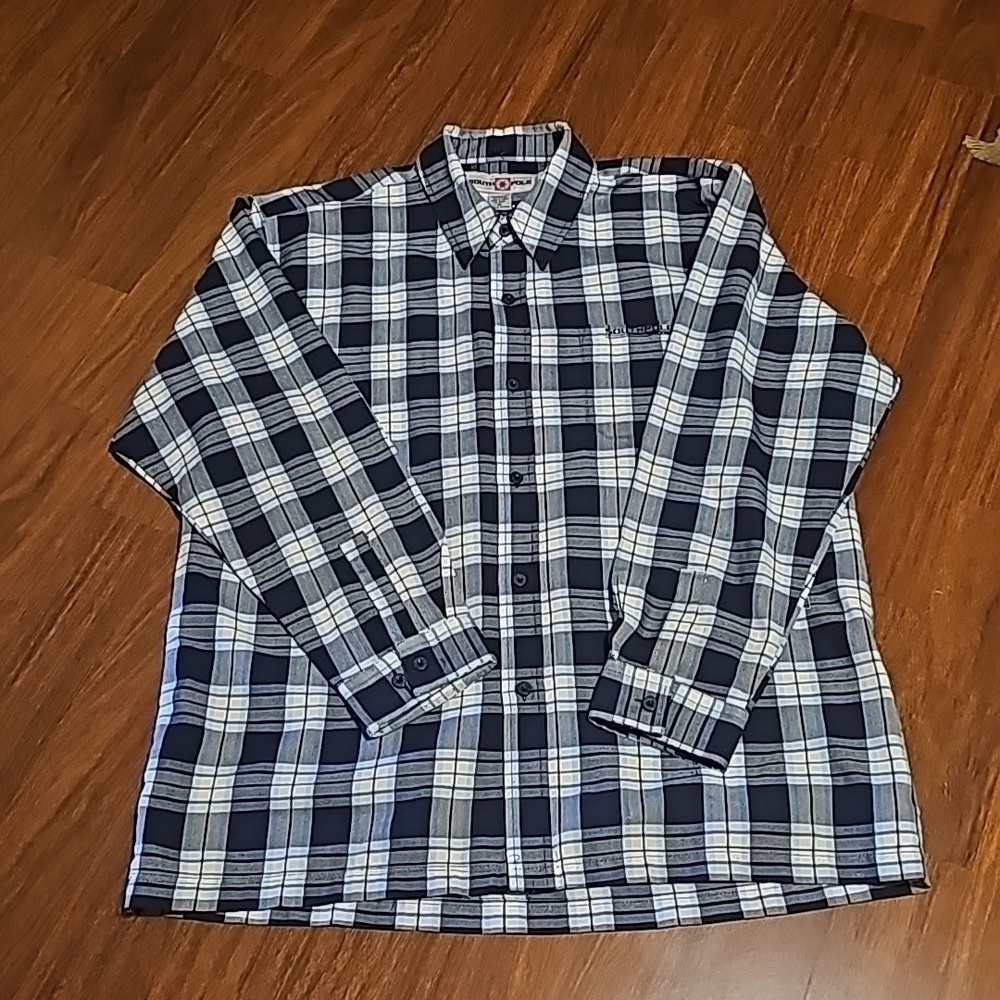 South Pole Men's Plaid Navy/White Flannel Shirt Size XL